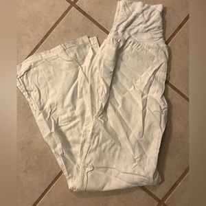 Pink Blush maternity white linen pants size Medium